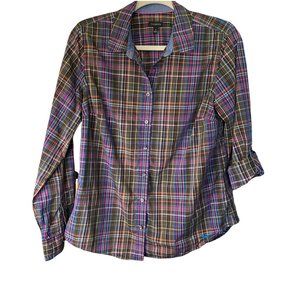 TALBOTS COTTON PLAID UTILITY SHIRT SZ 12